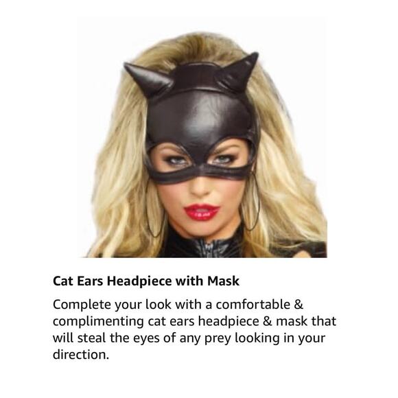 Dreamgirl Catwoman Costume | Faux Leather Bodysuit + Mask | Size Small | NWOT - Picture 5 of 6